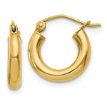 Load image into Gallery viewer, 14K Yellow Gold Polished 3mm Lightweight Round Hoop Earrings  14mm length
