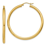 Load image into Gallery viewer, 14K Yellow Gold 3mm Light Tube Hoop Earrings  45mm length
