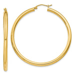 Load image into Gallery viewer, 14K Yellow Gold Polished 3mm Round Hoop Earrings 50mm length
