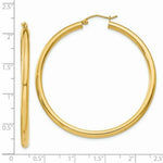 Load image into Gallery viewer, 14K Yellow Gold 3mm Light Tube Hoop Earrings  50mm length
