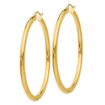 Load image into Gallery viewer, 14K Yellow Gold Polished 3mm Round Hoop Earrings 55mm length

