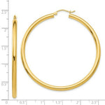 Load image into Gallery viewer, 14K Yellow Gold Polished 3mm Round Hoop Earrings 55mm length
