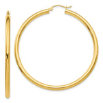 Load image into Gallery viewer, 14K Yellow Gold Polished 3mm Round Hoop Earrings 55mm length
