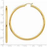 Load image into Gallery viewer, 14K Yellow Gold Polished 3mm Round Hoop Earrings 60mm length
