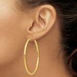 Load image into Gallery viewer, 14K Yellow Gold 3mm Light Tube Hoop Earrings  60mm length
