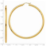 Load image into Gallery viewer, 14K Yellow Gold 3mm Light Tube Hoop Earrings  65mm length

