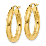 Load image into Gallery viewer, 14K Yellow Gold Polished 4mm Lightweight Round Hoop Earrings 25mm length
