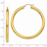 Load image into Gallery viewer, 14K Yellow Gold Polished 4mm x 50mm Tube Hoop Earrings  50mm length
