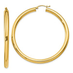 Load image into Gallery viewer, 14K Yellow Gold Polished 4mm Lightweight Round Hoop Earrings 55mm length
