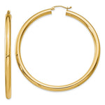 Load image into Gallery viewer, 14K Yellow Gold Polished 4mm x 60mm Tube Hoop Earrings  60mm length
