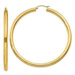 Load image into Gallery viewer, 14K Yellow Gold Polished 4mm x 65mm Tube Hoop Earrings  65mm length
