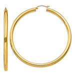 Load image into Gallery viewer, 14K Yellow Gold Polished 4mm Lightweight Round Hoop Earrings 65mm length
