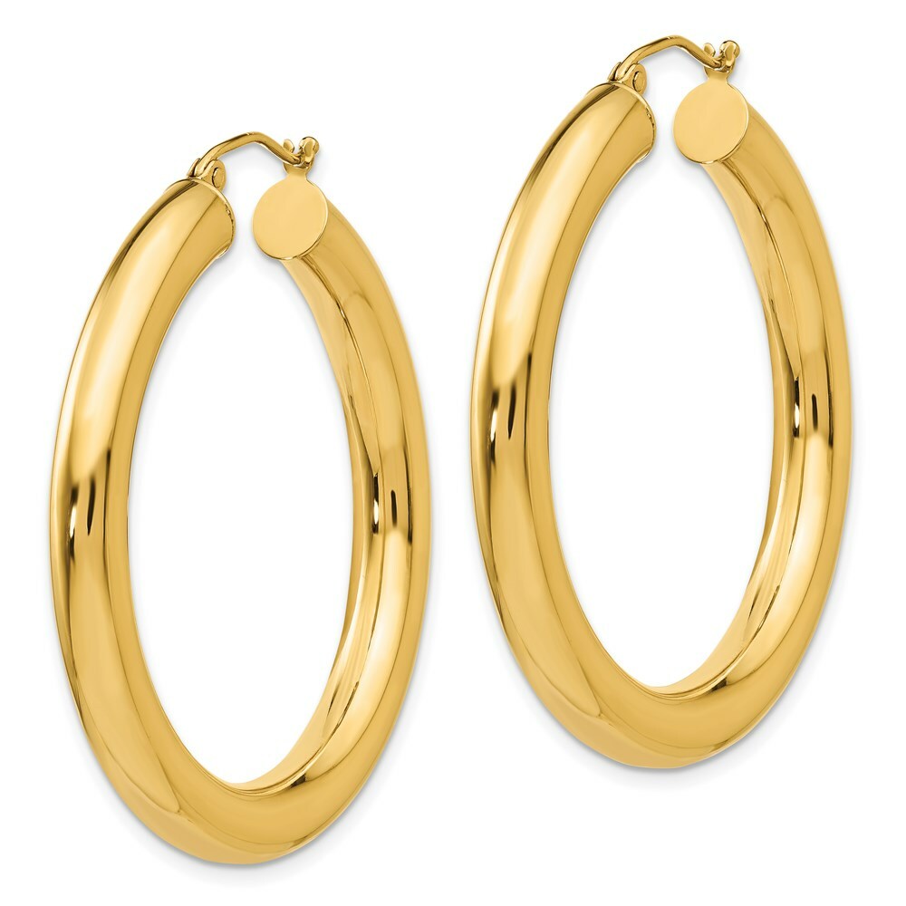 14K Yellow Gold Yellow Gold Polished 5mm Lightweight Hoop Earrings  40mm length