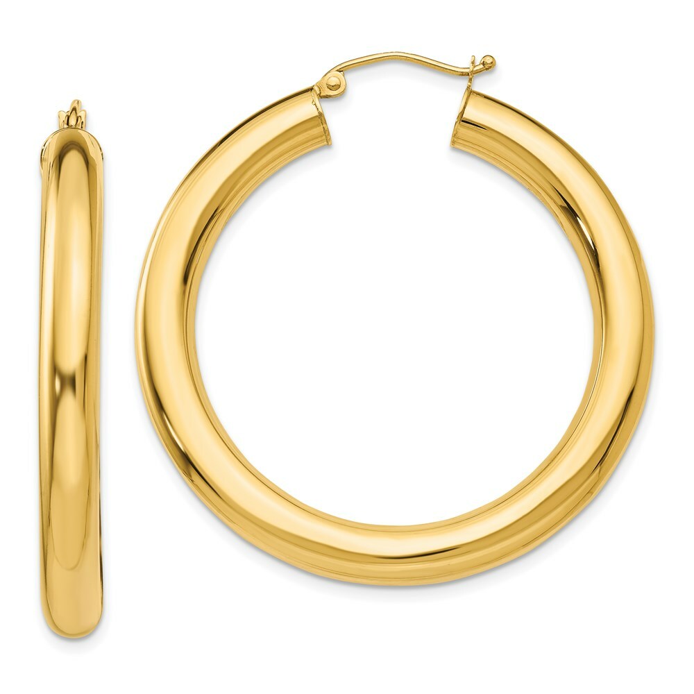 14K Yellow Gold Yellow Gold Polished 5mm Lightweight Hoop Earrings  40mm length
