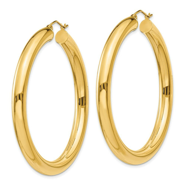 14K Yellow Gold Yellow Polished 5mm Lightweight Hoop Earrings  50mm length