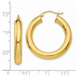 Load image into Gallery viewer, 14K Yellow Gold Polished 5mm Tube Hoop Earrings 30mm length
