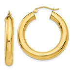 Load image into Gallery viewer, 14K Yellow Gold Polished 5mm Tube Hoop Earrings 30mm length
