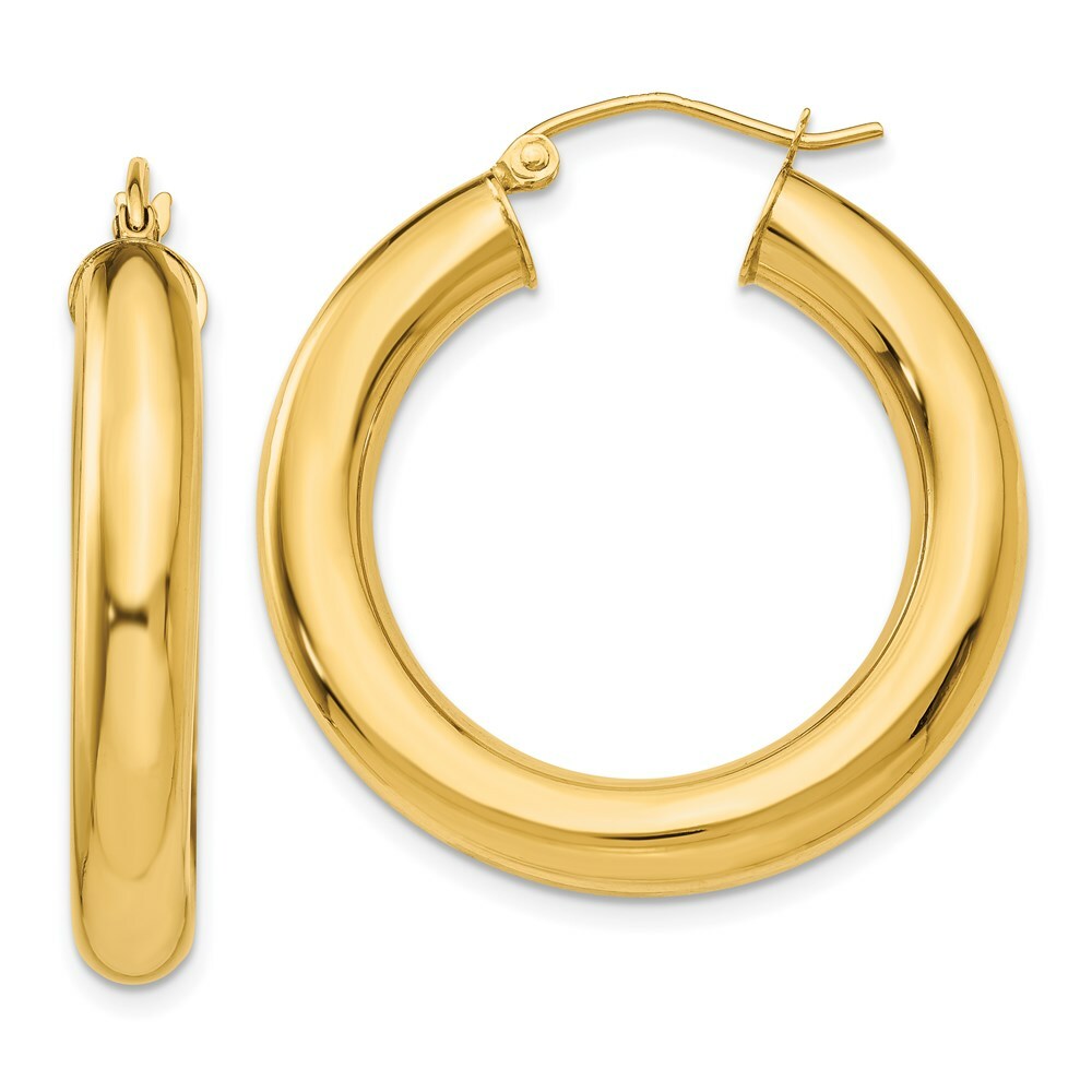 14K Yellow Gold Yellow Polished 5mm Lightweight Hoop Earrings  30mm length