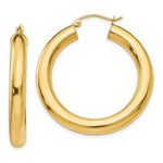 Load image into Gallery viewer, 14K Yellow Gold Polished 5mm Tube Hoop Earrings 35mm length
