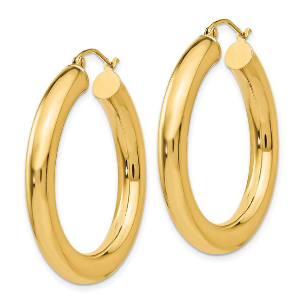 14K Yellow Gold Yellow Gold Polished 5mm Lightweight Hoop Earrings  35mm length