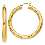 Load image into Gallery viewer, 14K Yellow Gold Polished 5mm Tube Hoop Earrings 45mm length
