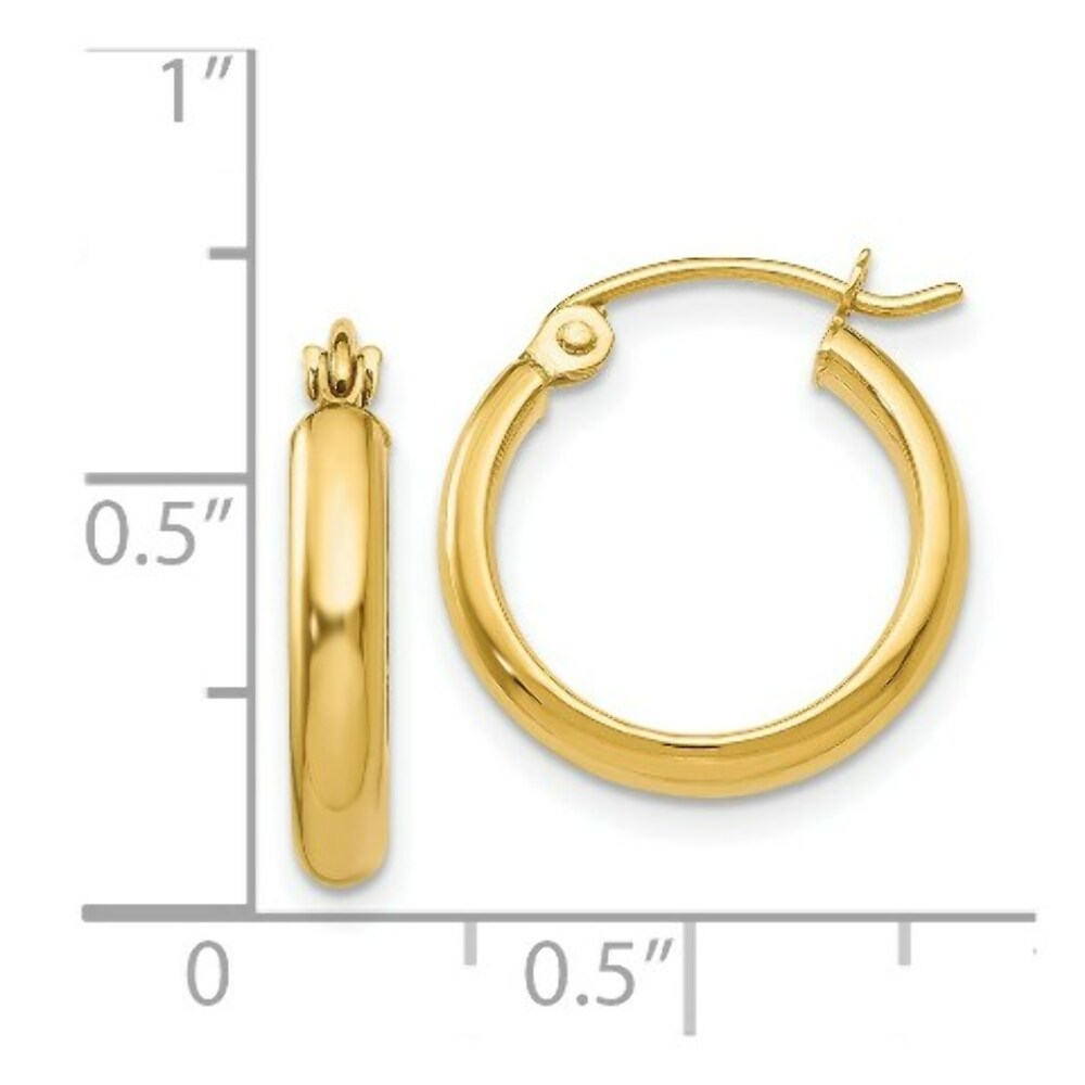 14K Yellow Gold Polished Hoop Earring 15mm length