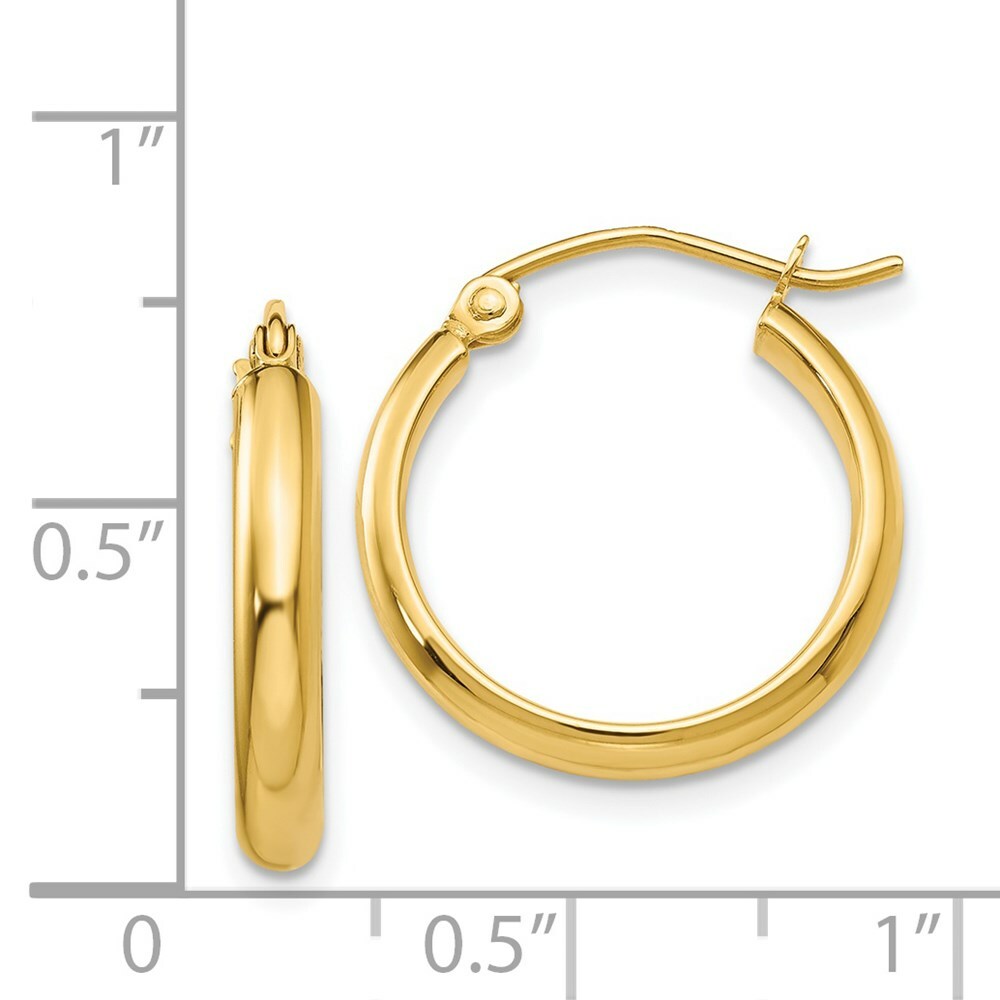 14K Yellow Gold Polished Hoop Earring 18mm length