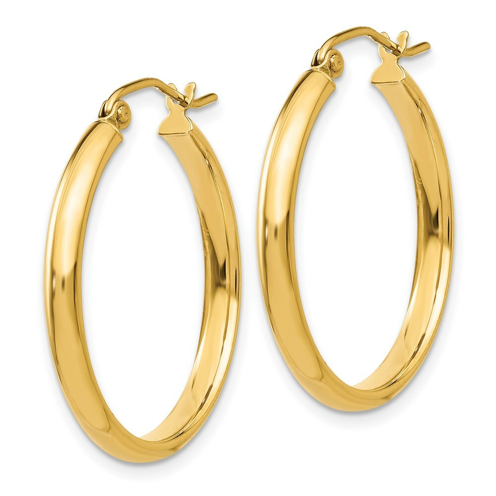 14K Yellow Gold Polished Hoop Earring 25mm length
