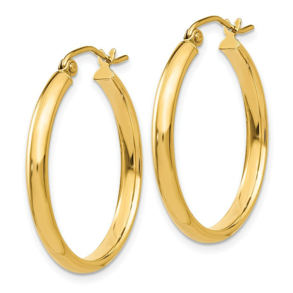 14K Yellow Gold Polished Hoop Earring 25mm length