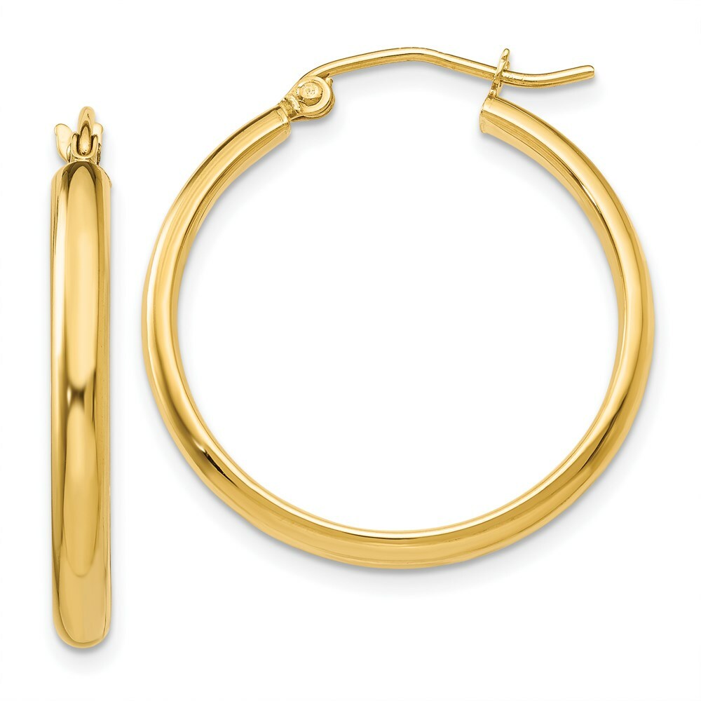 14K Yellow Gold Polished Hoop Earring 25mm length