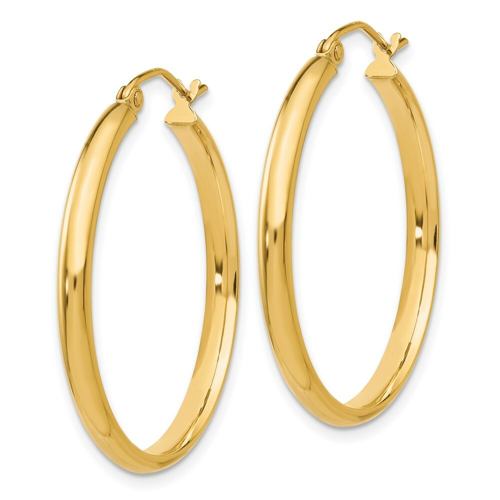 14K Yellow Gold Polished Hoop Earring 30mm length