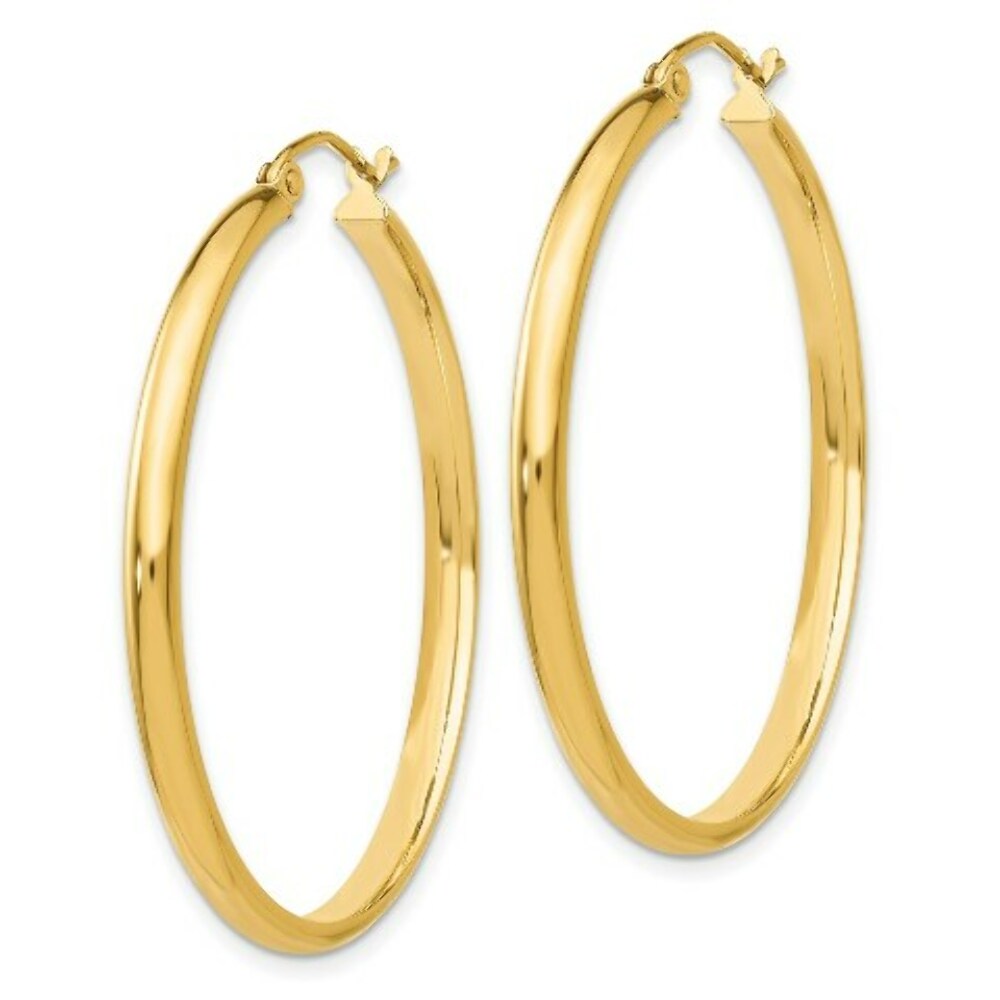 14K Yellow Gold Polished Hoop Earring 37mm length