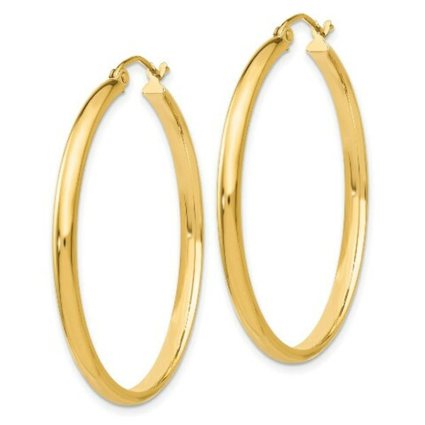 14K Yellow Gold Polished Hoop Earring 37mm length