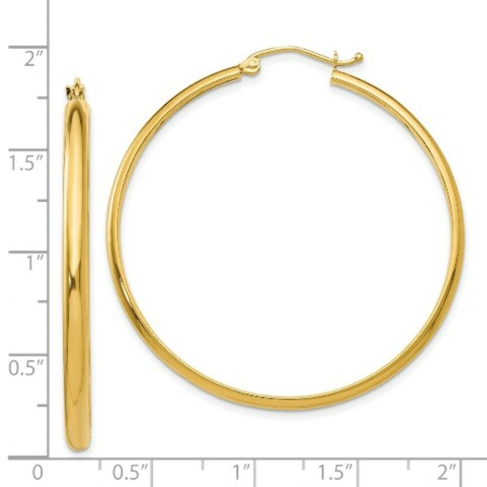 14K Yellow Gold Polished Hoop Earring 43mm length