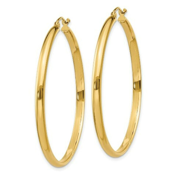 14K Yellow Gold Polished Hoop Earring 43mm length