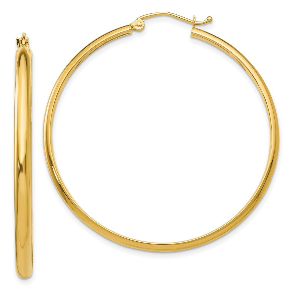 14K Yellow Gold Polished Hoop Earring 43mm length