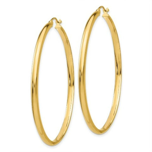 14K Yellow Gold Polished Hoop Earring 50mm length