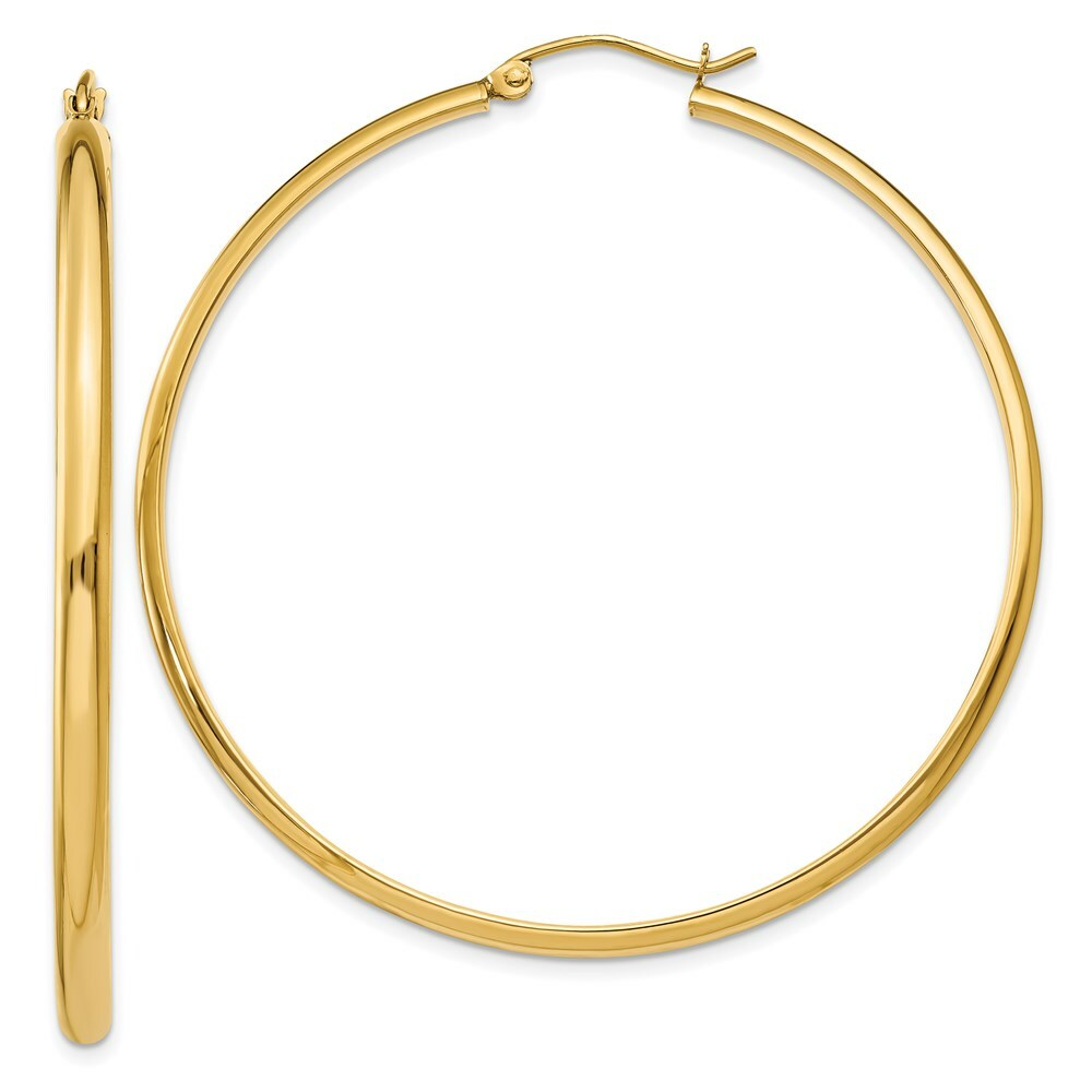 14K Yellow Gold Polished Hoop Earring 50mm length
