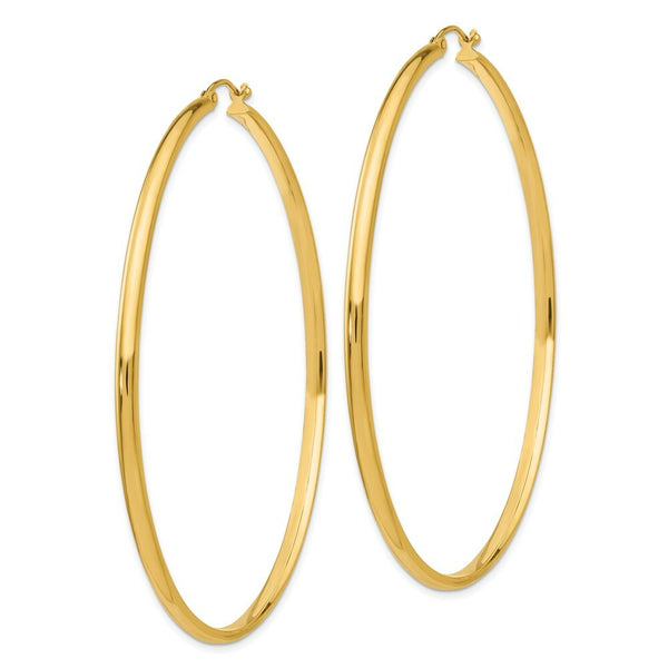 14K Yellow Gold Polished Hoop Earring 65mm length
