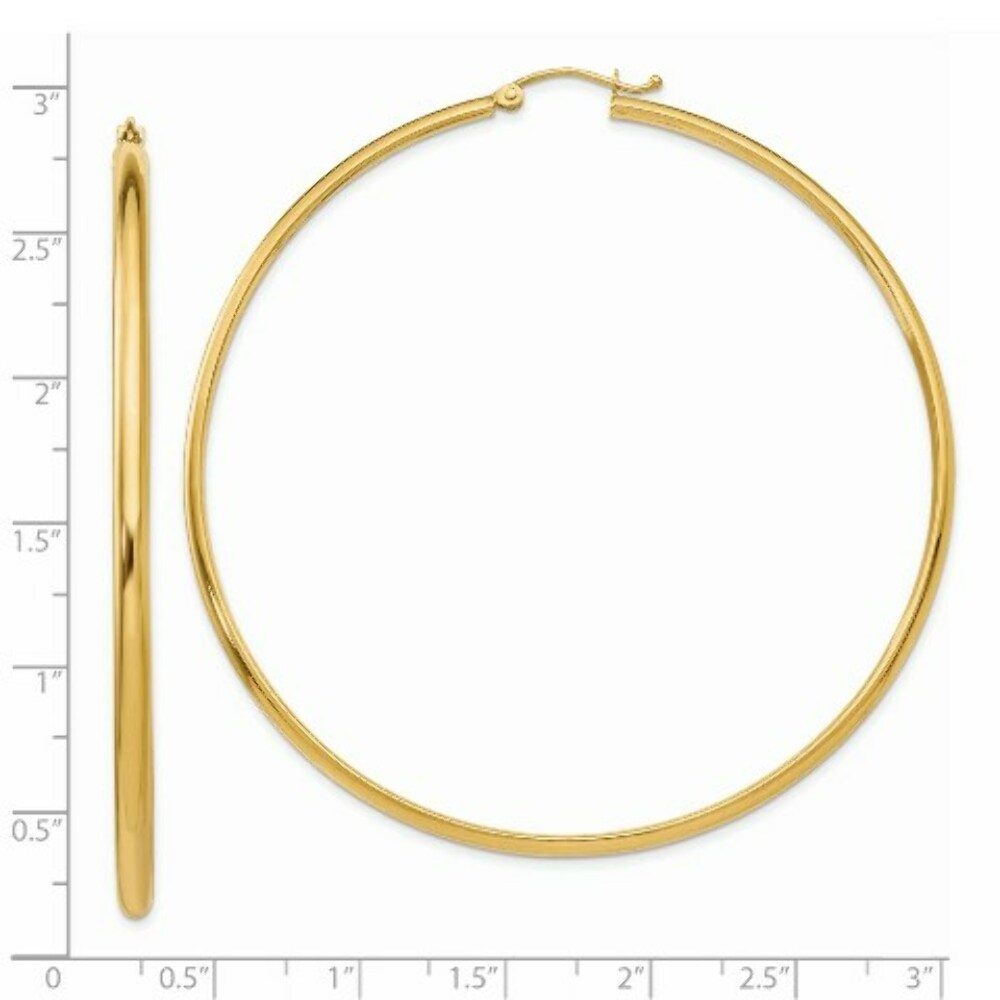 14K Yellow Gold Polished Hoop Earring 65mm length