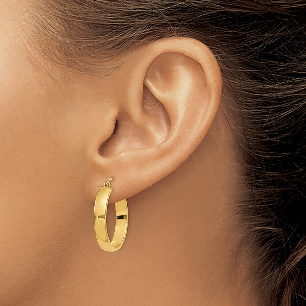 14K Yellow Gold Polished Hoop Earring 22mm length