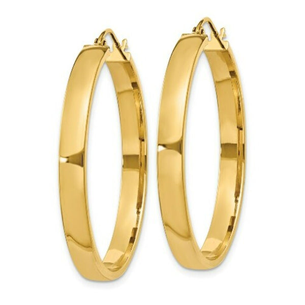 14K Yellow Gold Polished Hoop Earring 35mm length