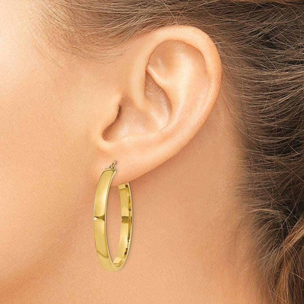 14K Yellow Gold Polished Hoop Earring 35mm length