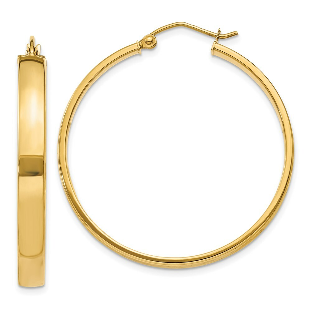 14K Yellow Gold Polished Hoop Earring 35mm length