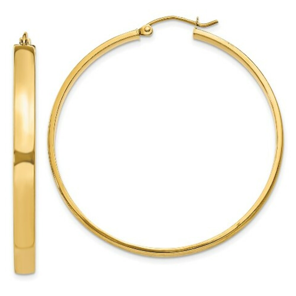 14K Yellow Gold Polished Hoop Earring 45mm length