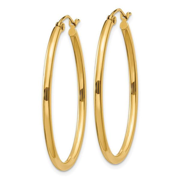 14K Yellow Gold Oval Polished Hoop Earring  33mm length