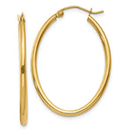 Load image into Gallery viewer, 14K Yellow Gold Oval Polished Hoop Earring  33mm length
