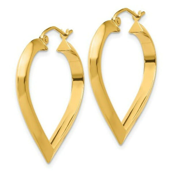 14K Yellow Gold Polished Heart Hoop Earring  3mm width