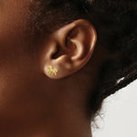 Load image into Gallery viewer, 14K Yellow Gold Satin Diamond-cut Unicorn Post Earrings
