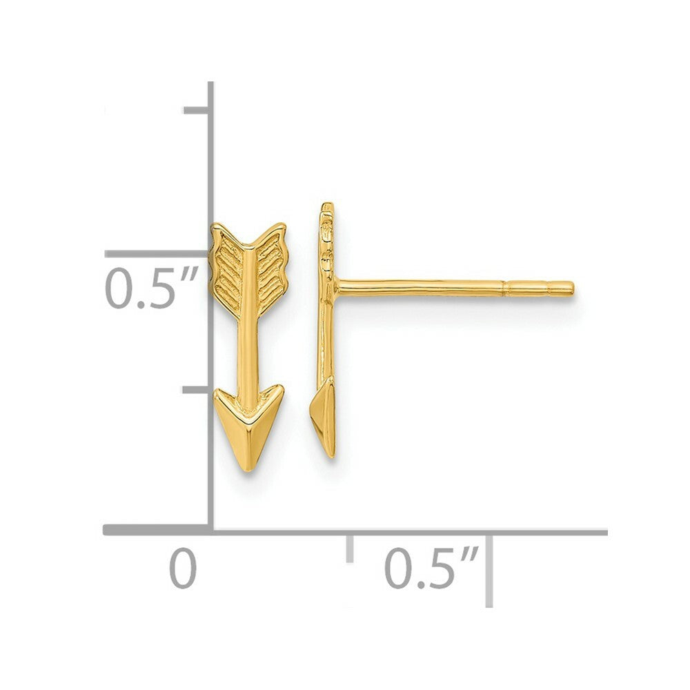 14K Yellow Gold Polished Arrow Post Earrings